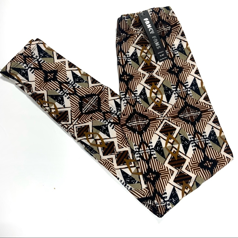 Fancy fans patterned leggings one size NEW